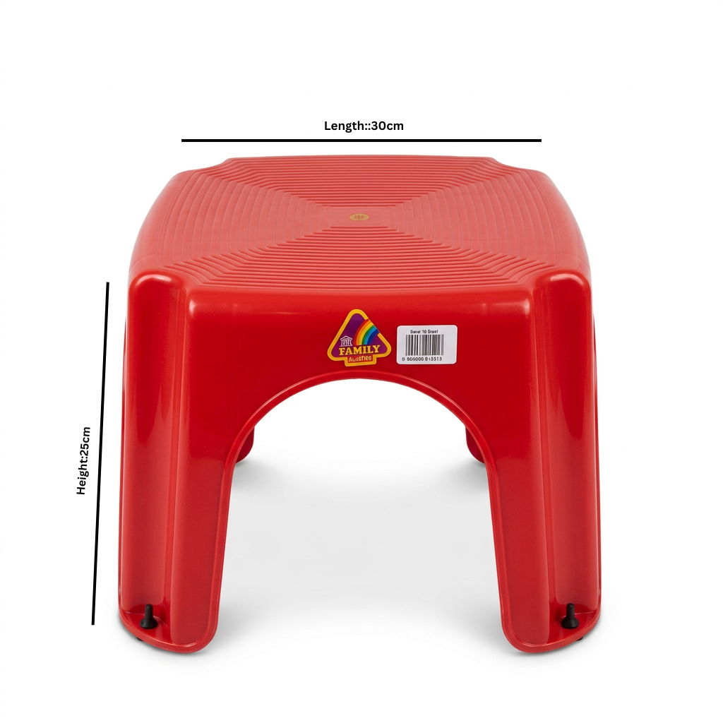Family Plastic Stool Red - 25×30cm