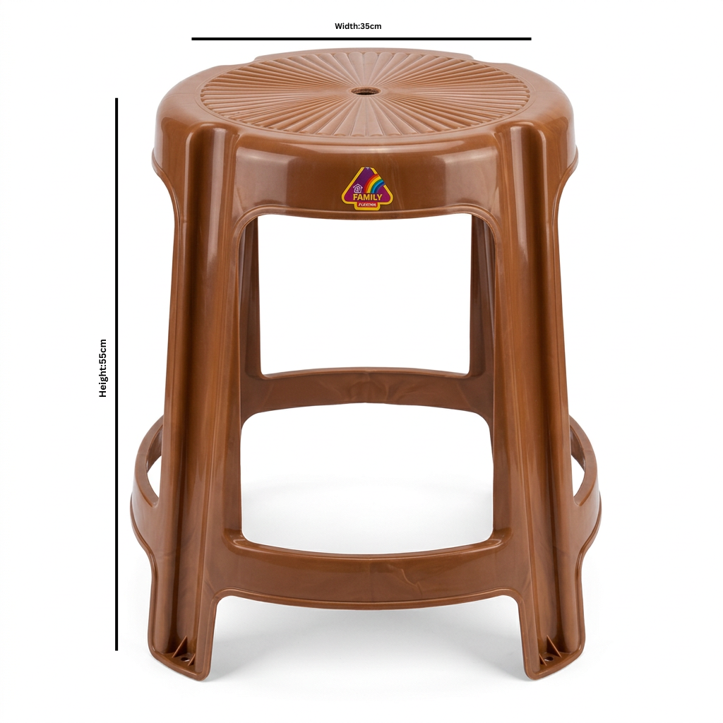 Family Plastic Stool Brown - 55×35cm