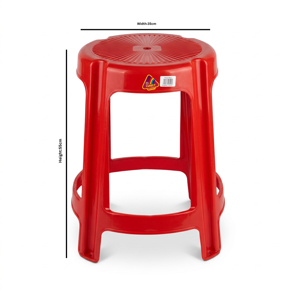 Family Plastic Stool Red - 55×35cm