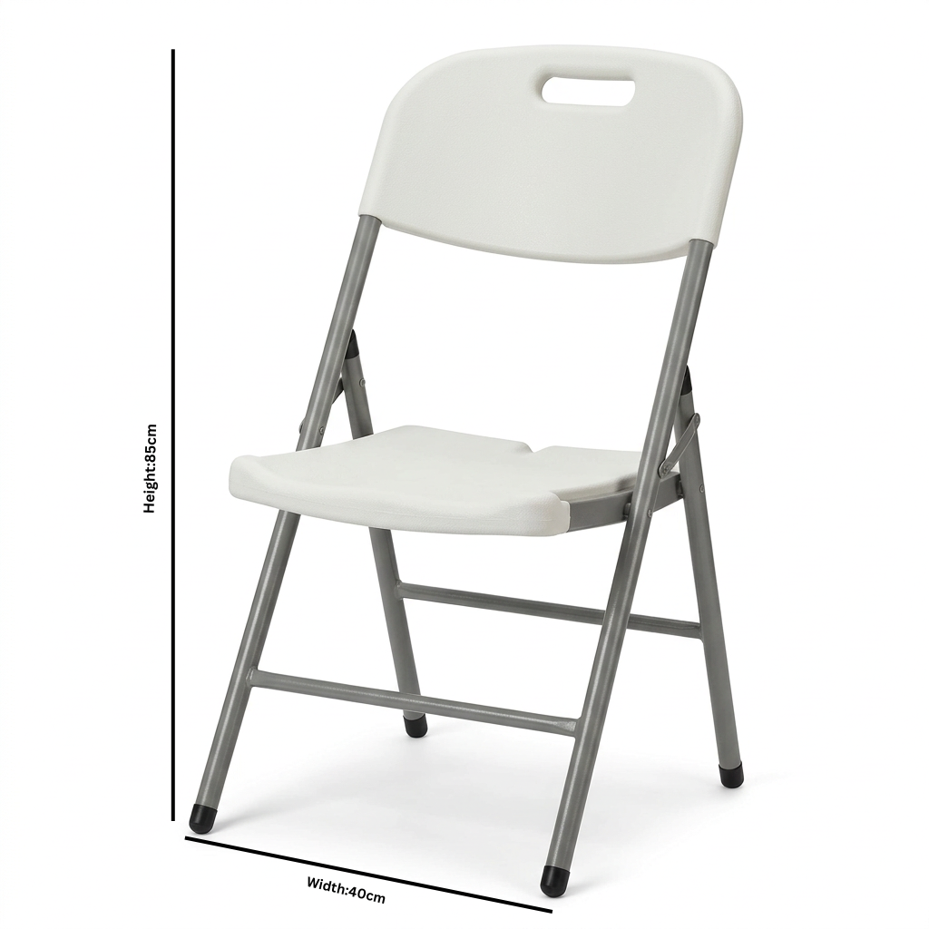 Metal and Plastic Folding Chair White with Grey - 85×40cm