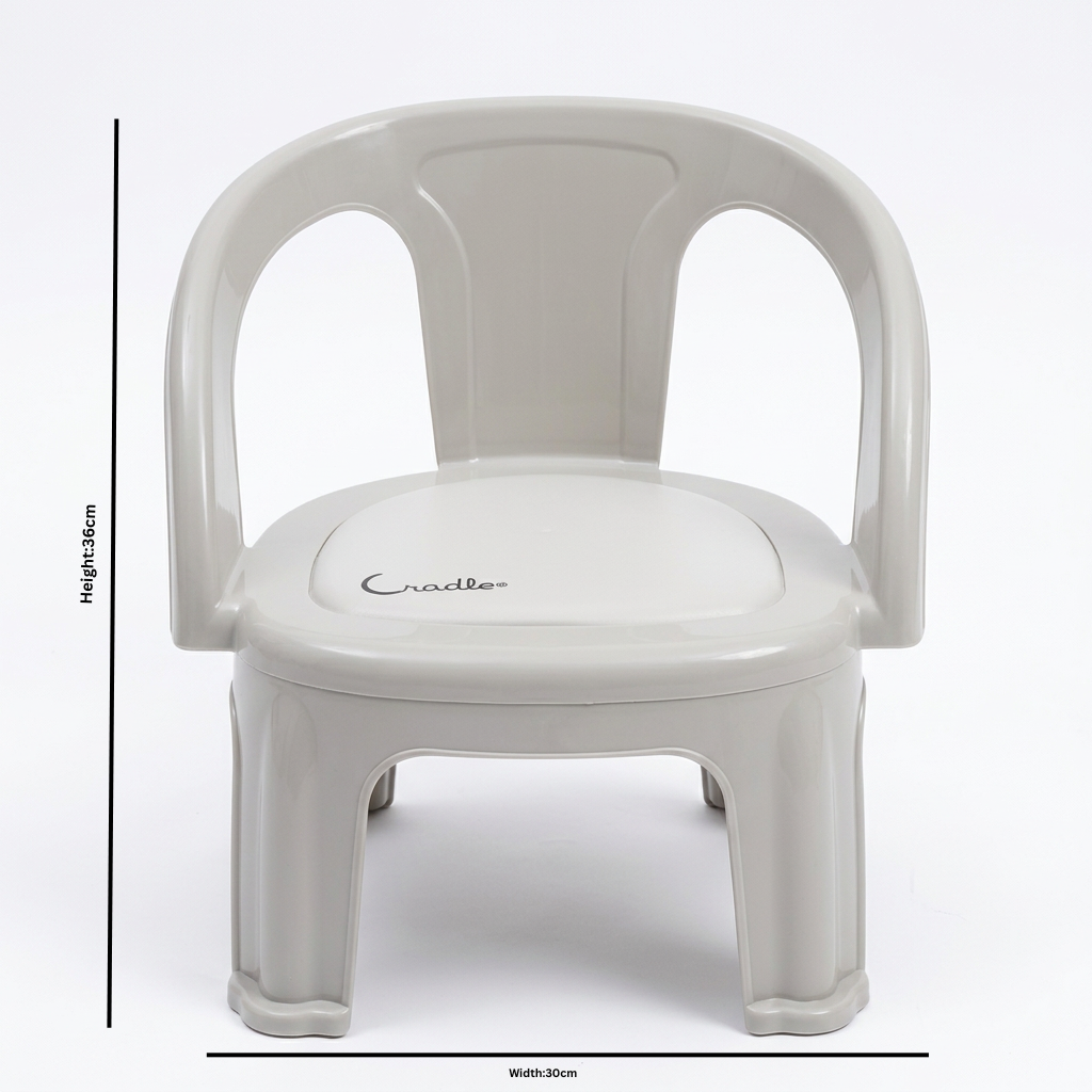 Cradle Plastic Kids Chair with Armrests Warm Grey - 36×30cm