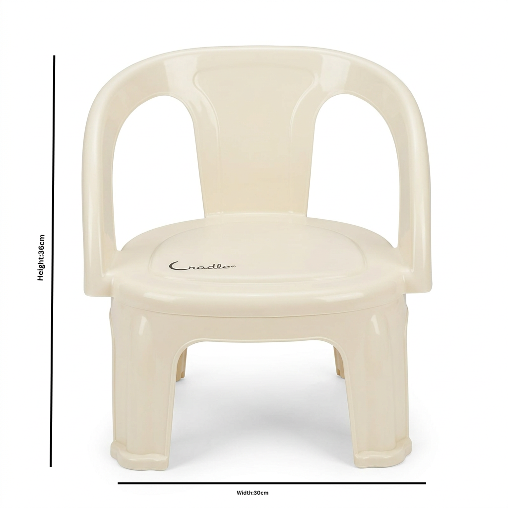 Cradle Plastic Kids Chair with Armrests Ivory - 36×30cm