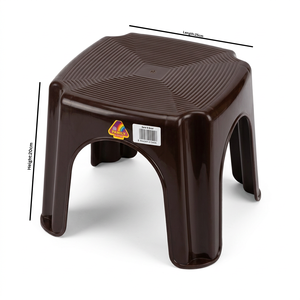 Family Plastic Stool Dark Brown – 20×25cm