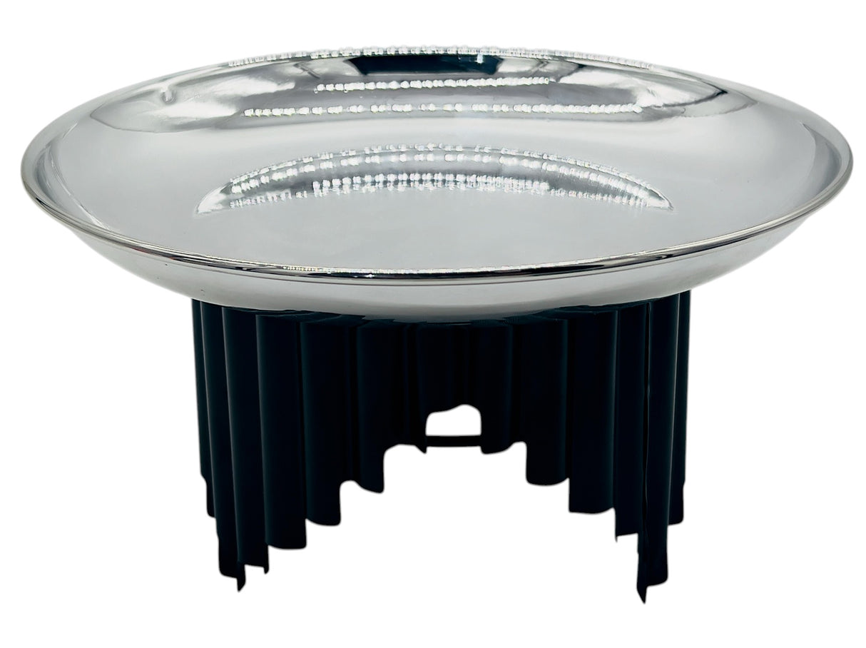 AKDC Metal Footed Cake Tray 30.5cm*14cm, Silver Tray with Black Foot