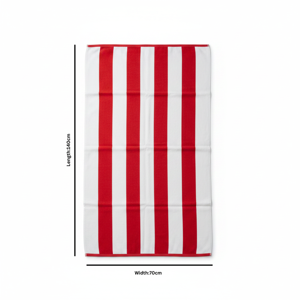 BTC Bath Towel Red & White Stripes - 70×140cm
