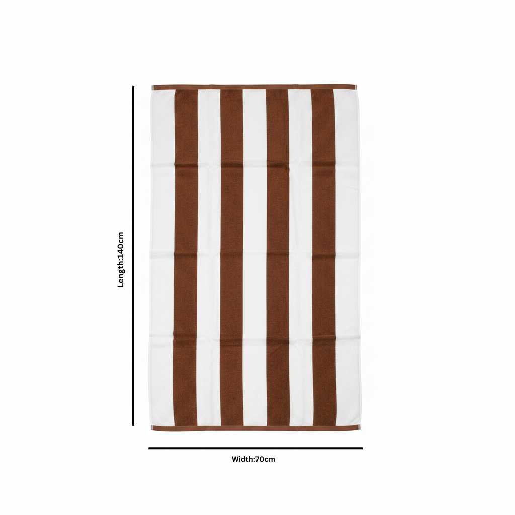 BTC Bath Towel Brown & White Striped - 70×140cm