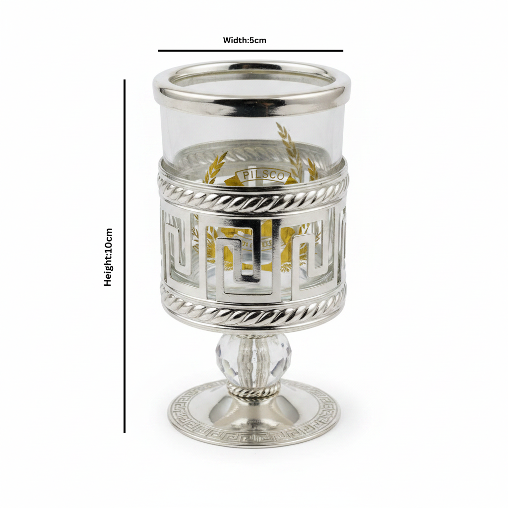 Pilsco Metal & Glass Spoon Holder - 10×5 cm - Silver / Gold