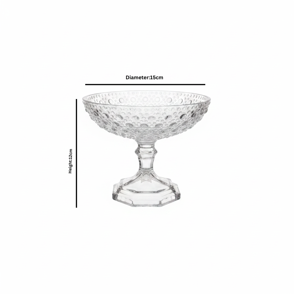 Crystal Glass Footed Candy Tray - 12×15 cm