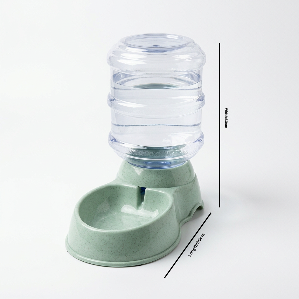 Plastic Pet Water Feeder with Clear Reservoir Sage Green - 30×30cm