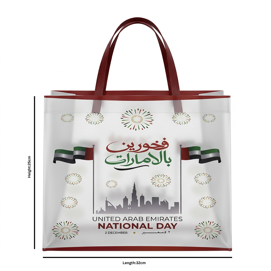 UAE National Day Plastic Gift Bag with Handles - 25×32cm