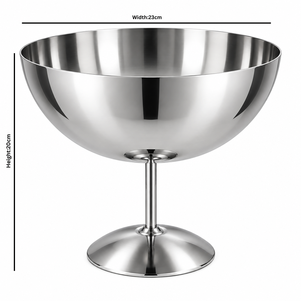 Stainless Steel Pedestal Ice Cream Bowl – 23×20cm