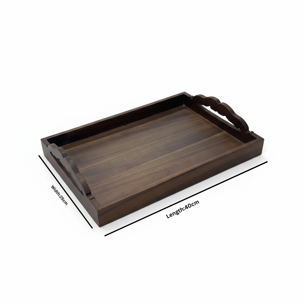 Luhpar Rectangular Wooden Tray Dark Brown - 40×25cm