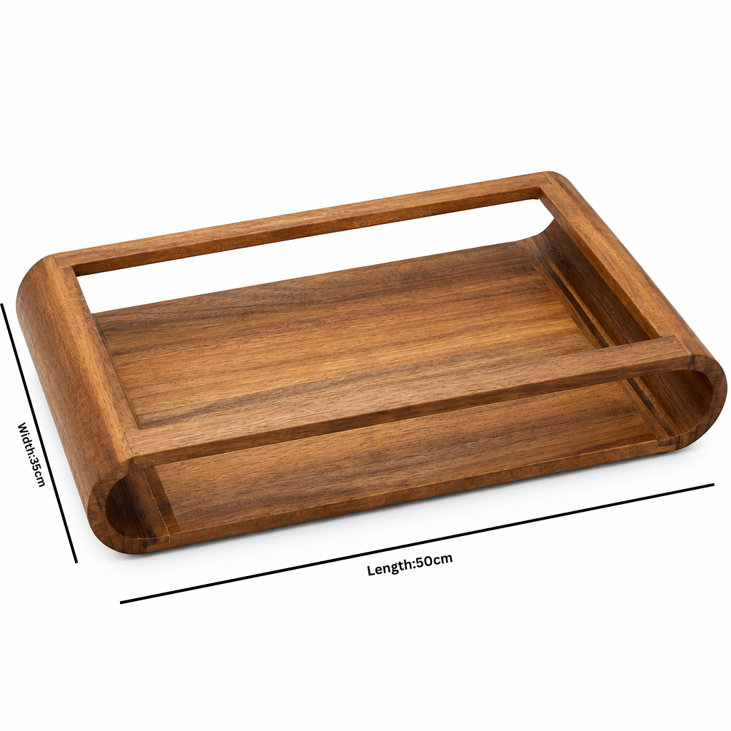 Luhpar Rectangular Wooden Tray – 50×35cm