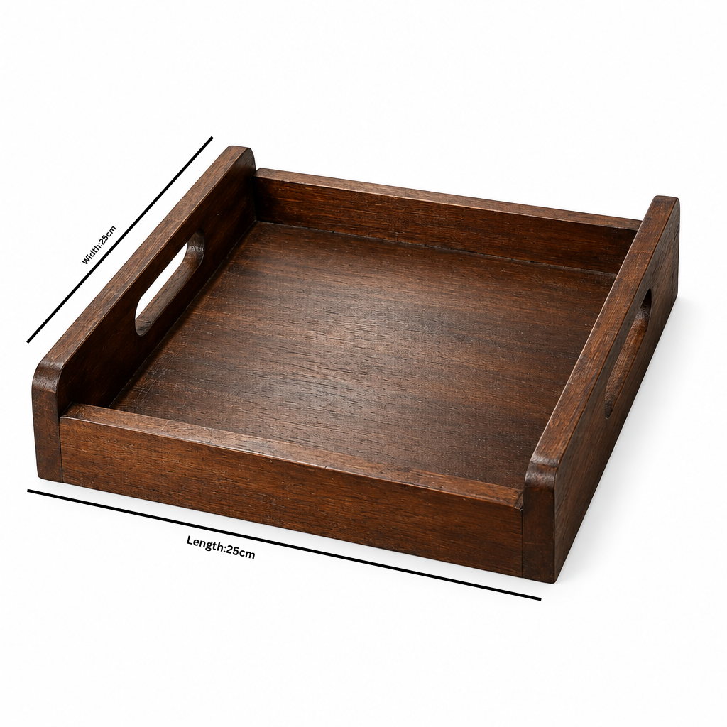 Luhpar Square Wooden Tray with Handles - 25cm