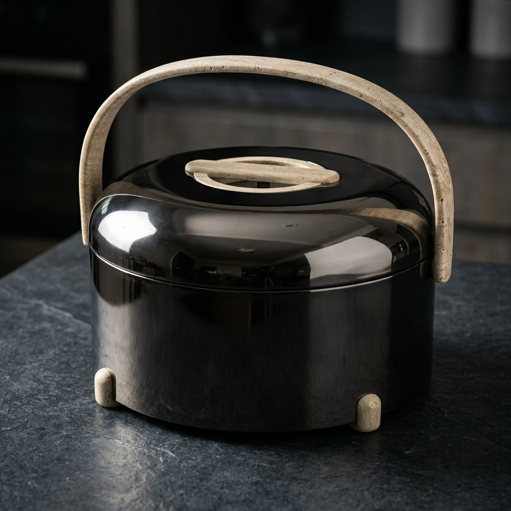 Almarjan 3-Piece Hot Pot Set , 2.5, 3.5 & 4.5 Litres – Travertine Marble with Gun Black