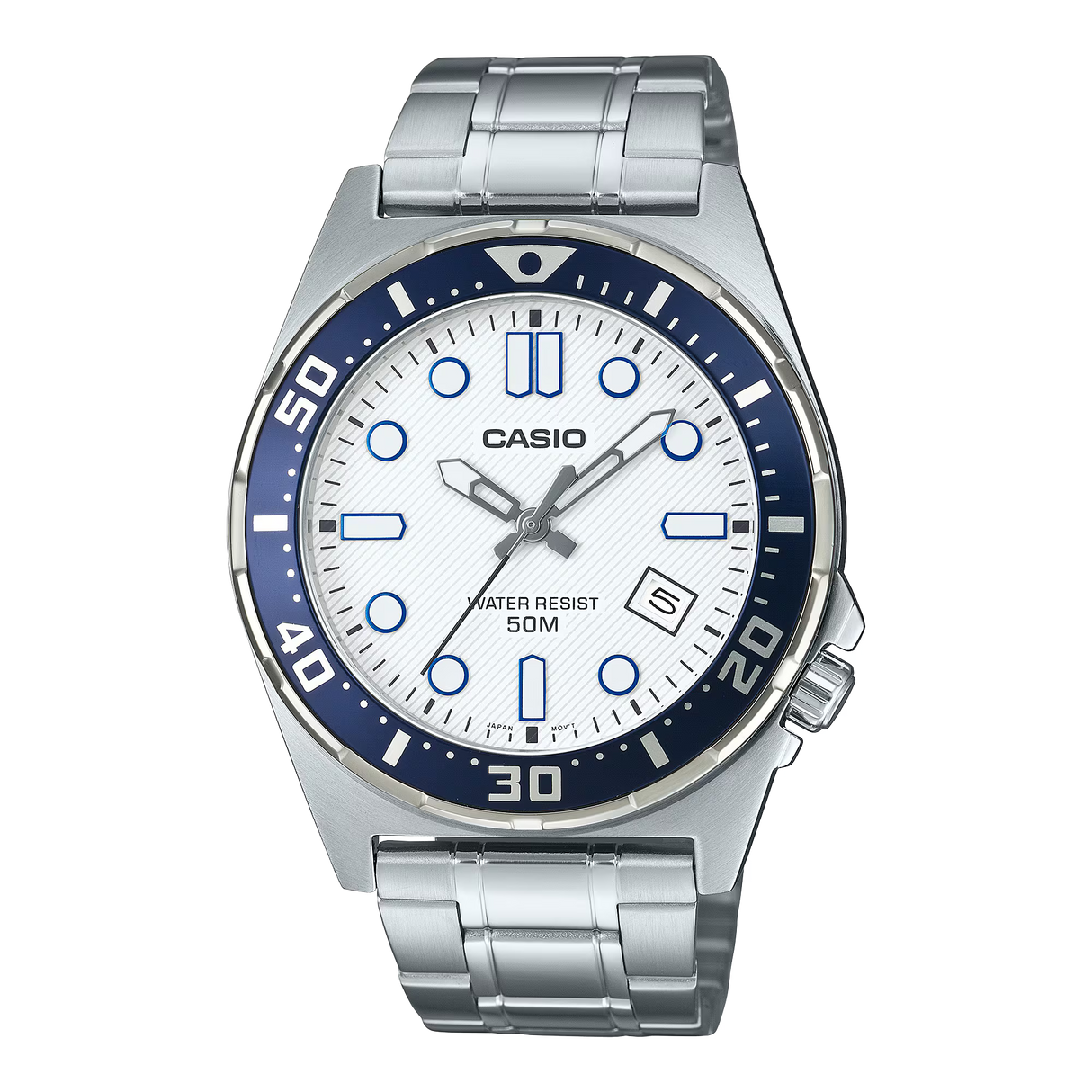 Casio Men's Analog Diver-Look Watch with Stainless Steel Strap (MTD-135D-7A)