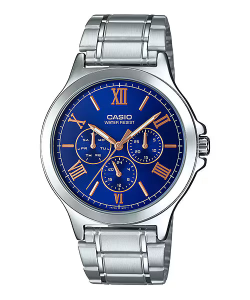 Casio Men's Stainless Steel Blue Dial Multi-function Watch MTP-V300D
