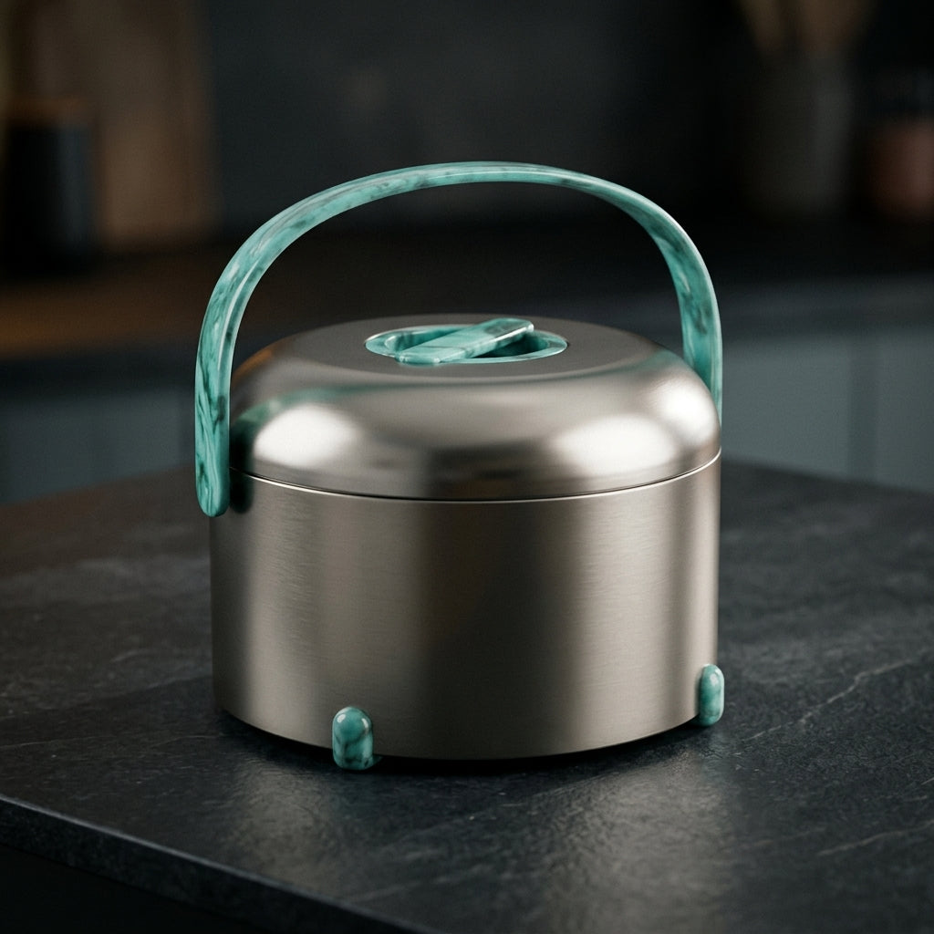 Almarjan 3-Piece Hot Pot Set, 2.5, 3.5 & 4.5 Litres – Matte Nickel with Tiffany Marble