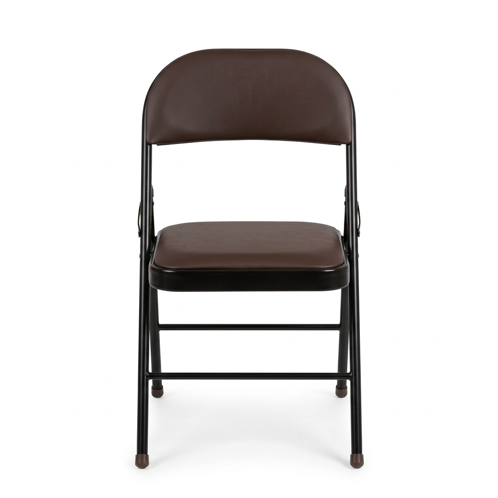 Metal Folding Chair with Dark Brown Seat - 78×40cm