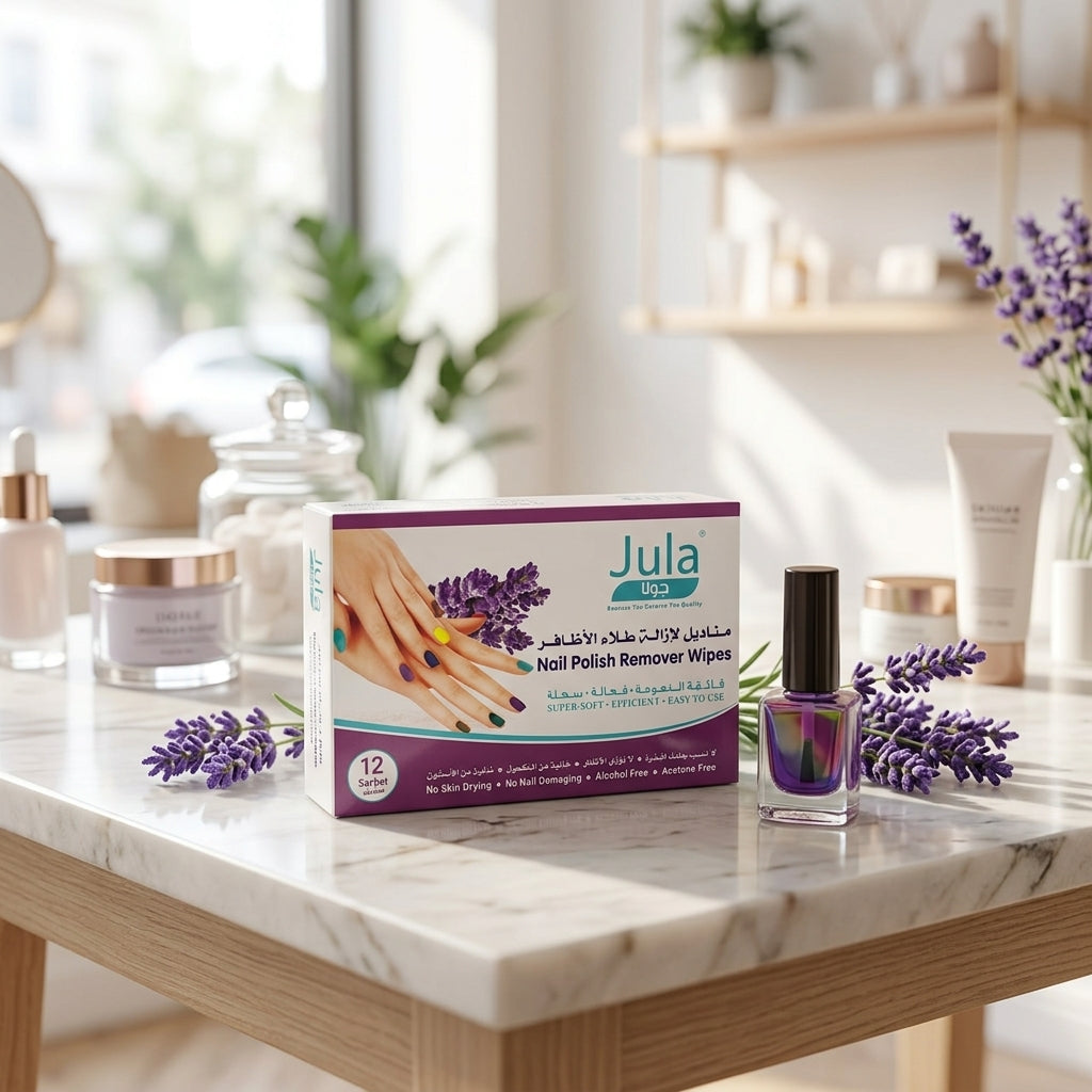 Jula Nail Polish Remover Wipes – Alcohol & Acetone Free, 12 Sachets