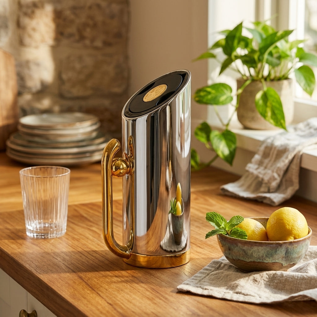 Mahra Stainless Steel Vacuum Flask – 0.8 Ltr – Silver & Gold