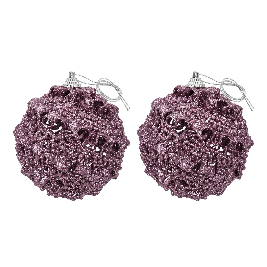 Plastic Christmas Hanging Baubles 2-Piece Set - 10cm