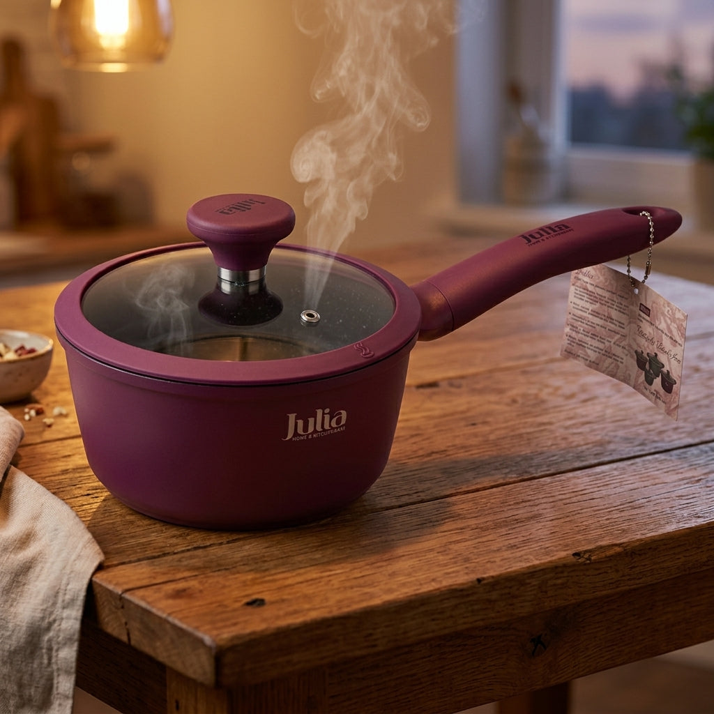 Julia Saucepan With Lid 16cm - Velvet Berry - Durable Die-Cast Aluminum - Non-Stick