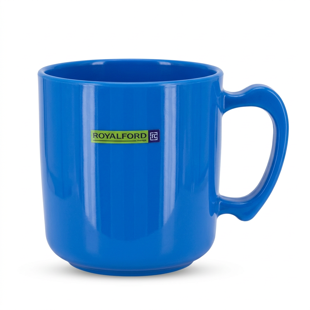 Royalford Melamine Mug 300 ml – Blue with Fluted Design
