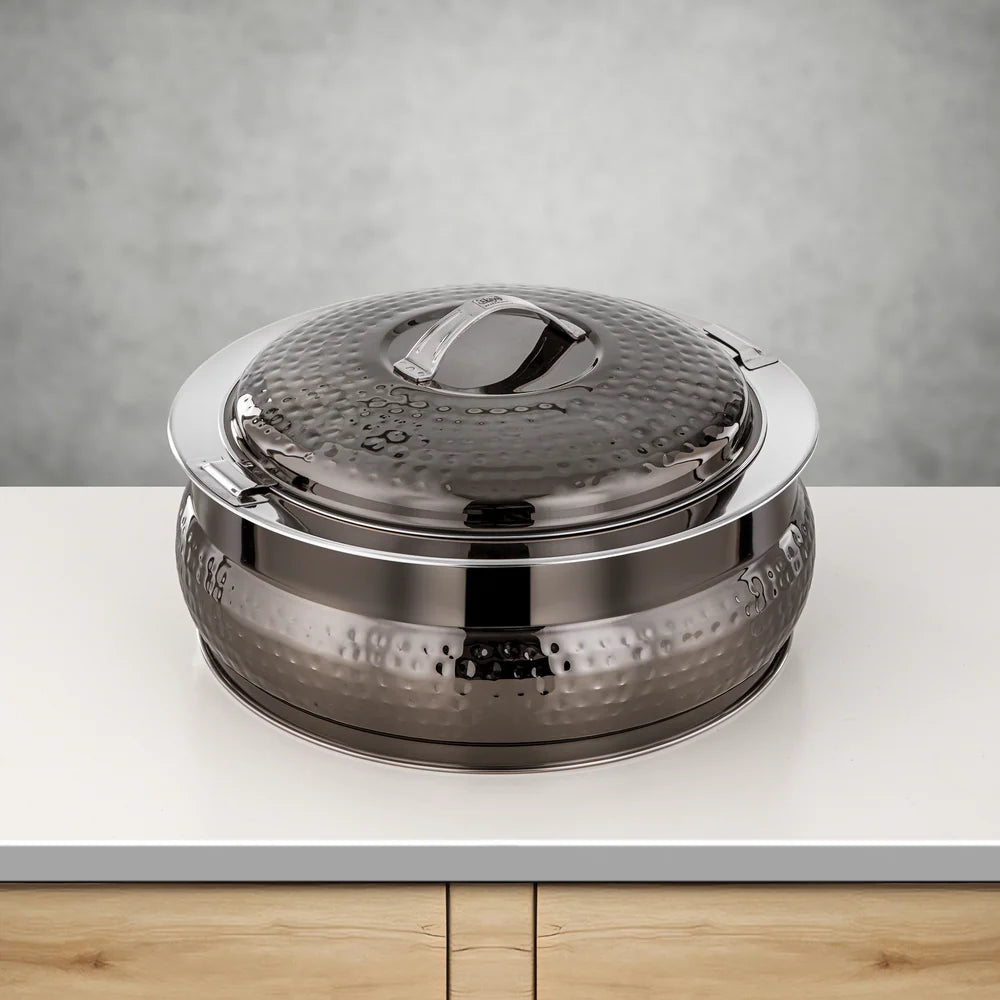 Almarjan 3 Pieces Shamsa Hot Pot Set, Gun Black, 2.5, 4.8 & 6 Ltr
