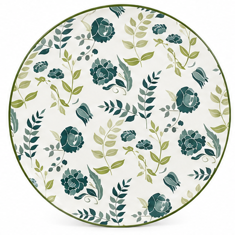 Shallow 12-Piece Porcelain Dinner Set – Green