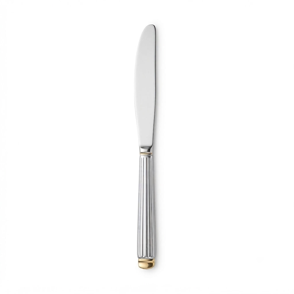 Stainless Steel Dinner Knife Set of 6 – 23cm Silver & Gold Accent