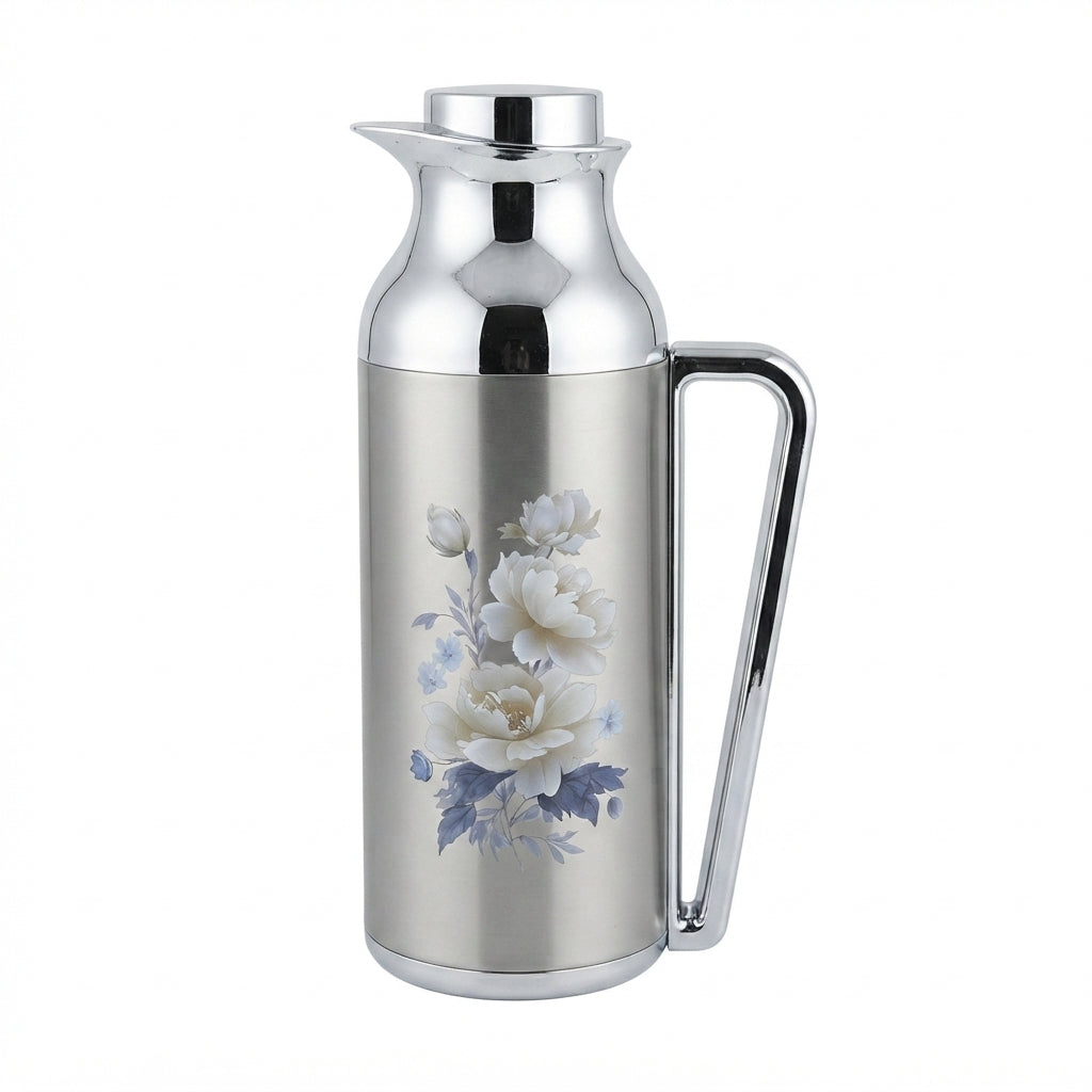 Mahra Stainless Steel Vacuum Flask 1L + 1L Set of 2 – Floral Edition