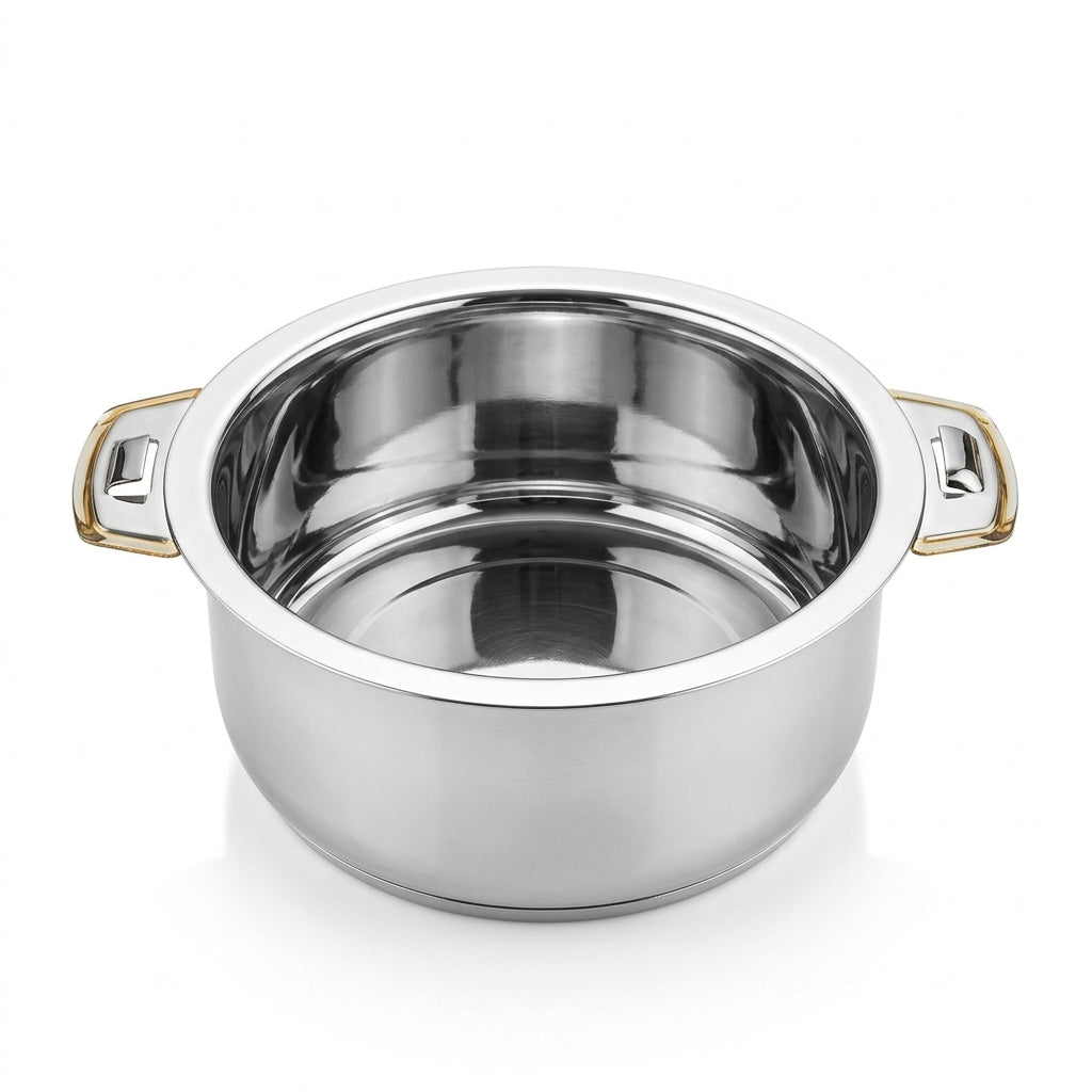 Pradeep Orchid Stainless Steel Hot Pot 5 Litres – Silver with Gold Accent