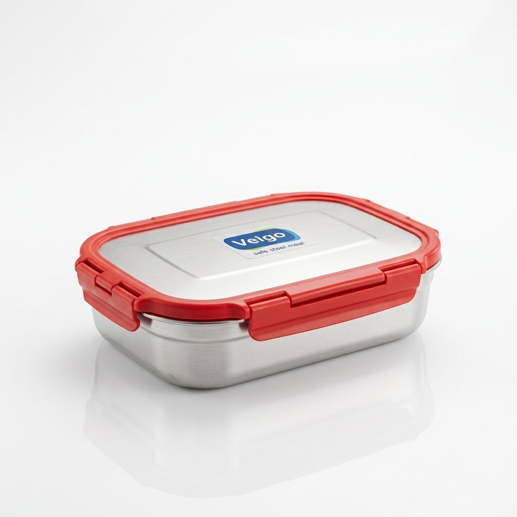 Veigo Stainless Steel Airtight Lunch Box – Red, 775ml