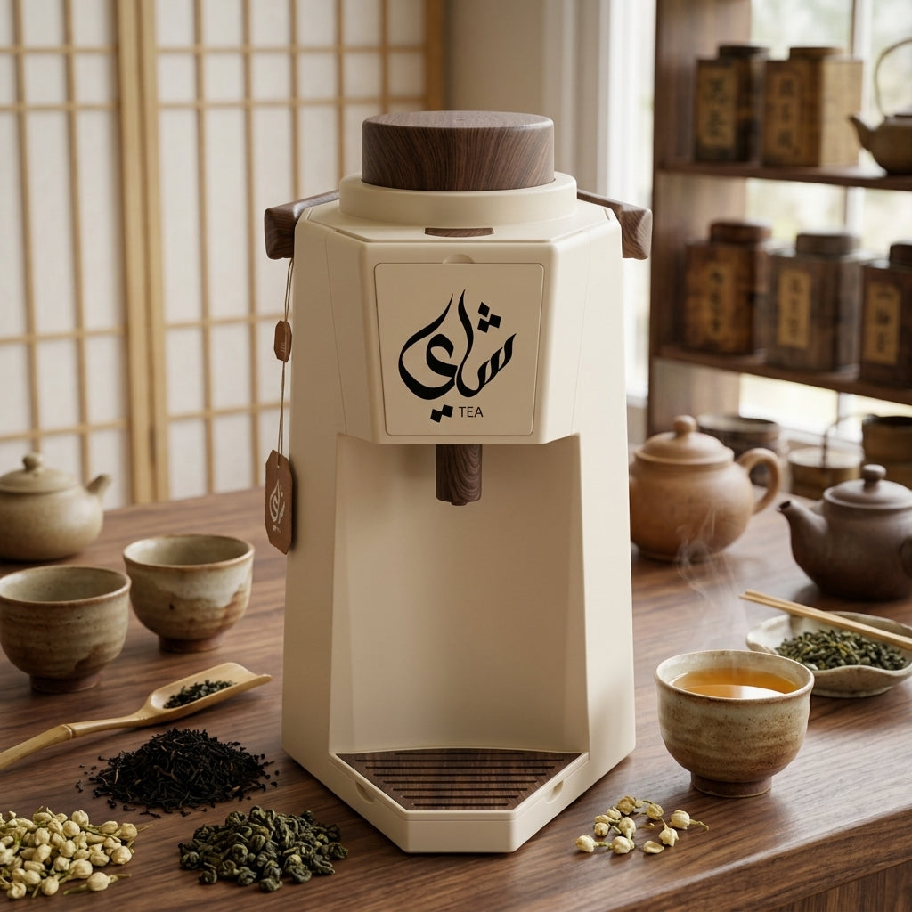 Mahra Vacuum Flask Tea Dispenser – 1.9 L, Cream With Dark Wood