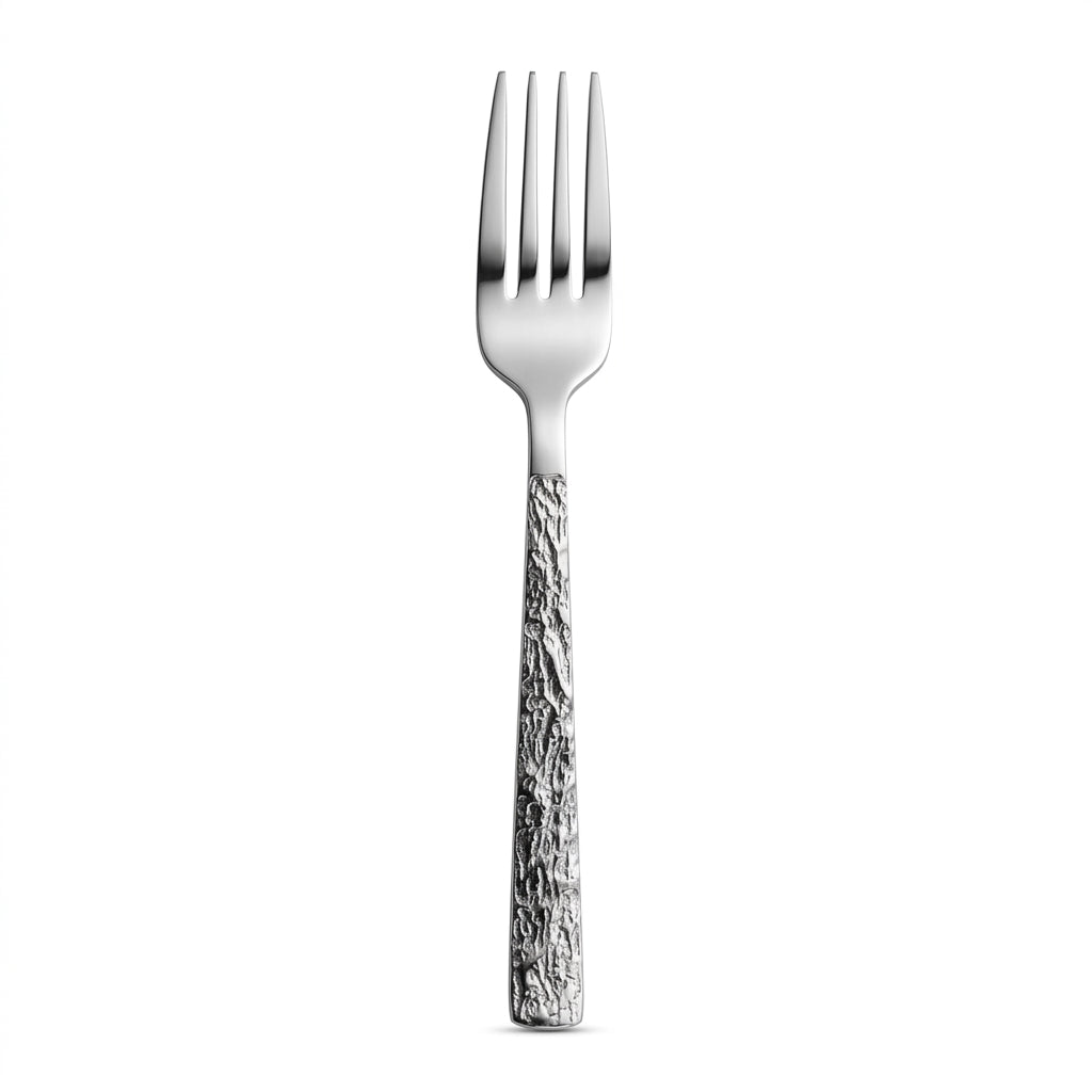 Stainless Steel Fork Set of 6 - 20.5cm Silver Textured Handle