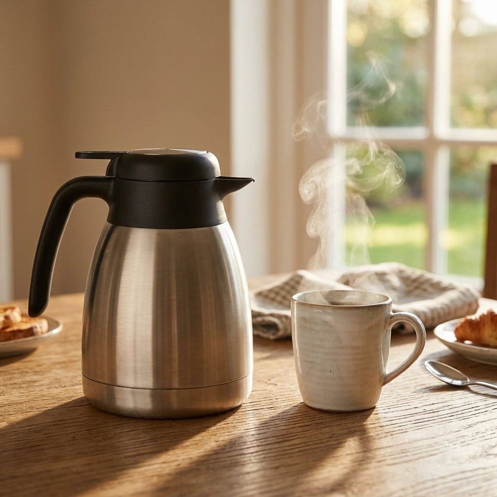 Homex Stainless Steel Vacuum Flask – 1 Litre, Silver and Black