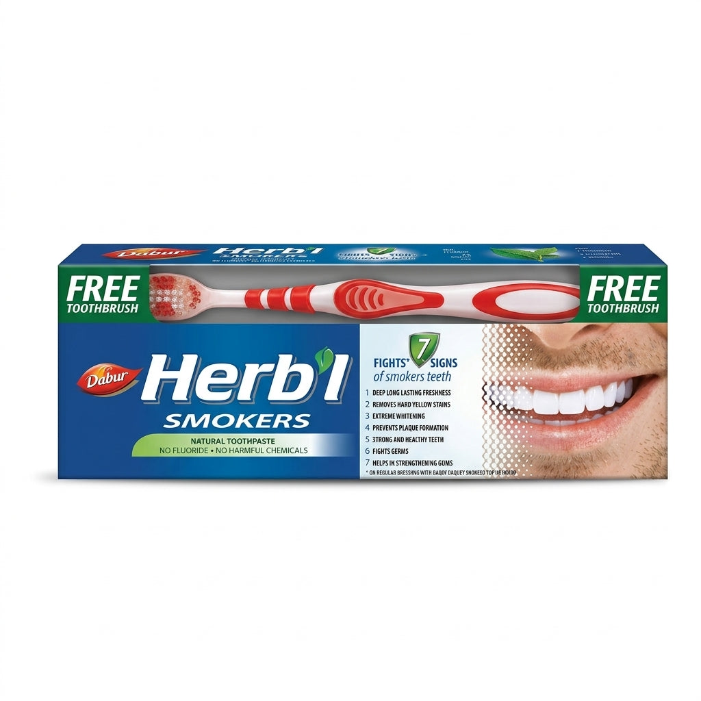 Dabur Herbl Smokers Natural Toothpaste (150g + Toothbrush)