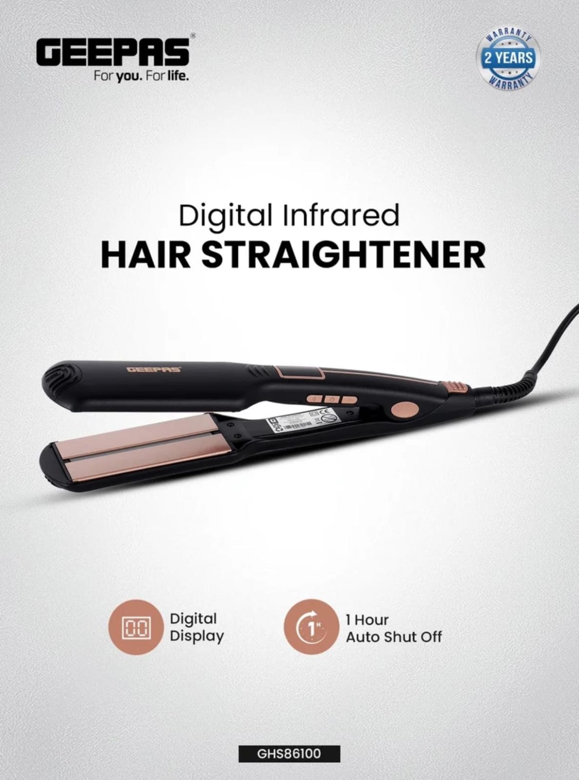 GEEPAS Digital Infrared Hair Straightener GHS86100