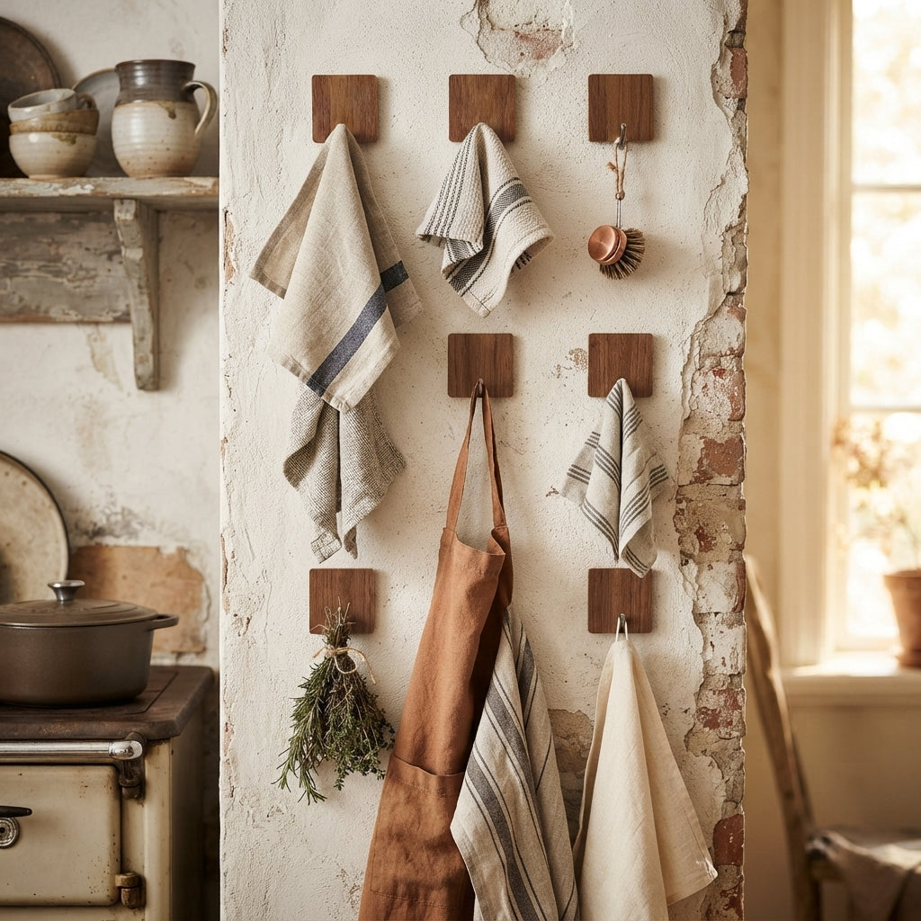 Zhenxiong Brown Wood-Look Adhesive Wall Hooks – 9-Piece Pack