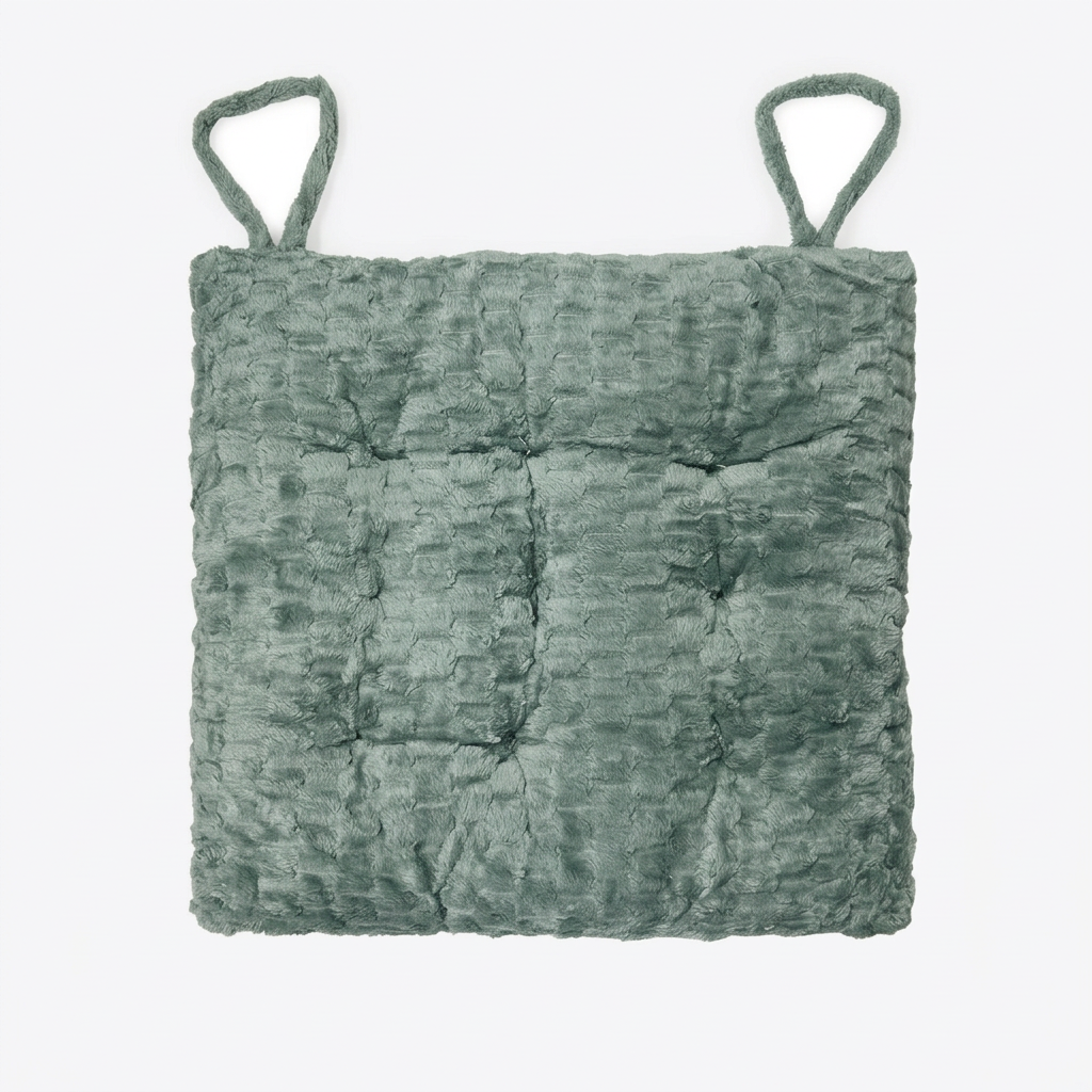 Textured Square Chair Seat Cushion Sage Green - 38×38cm