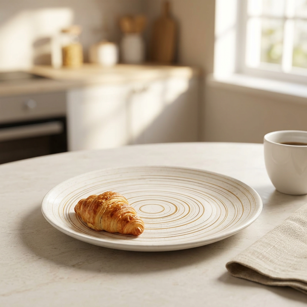 Ceramic Plate Cream and Beige - 20cm