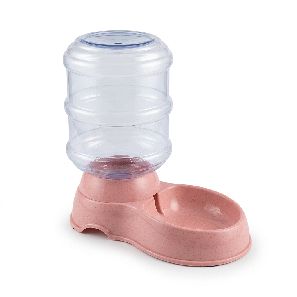 Plastic Pet Water Feeder with Transparent Reservoir Rose Pink - 30×30cm