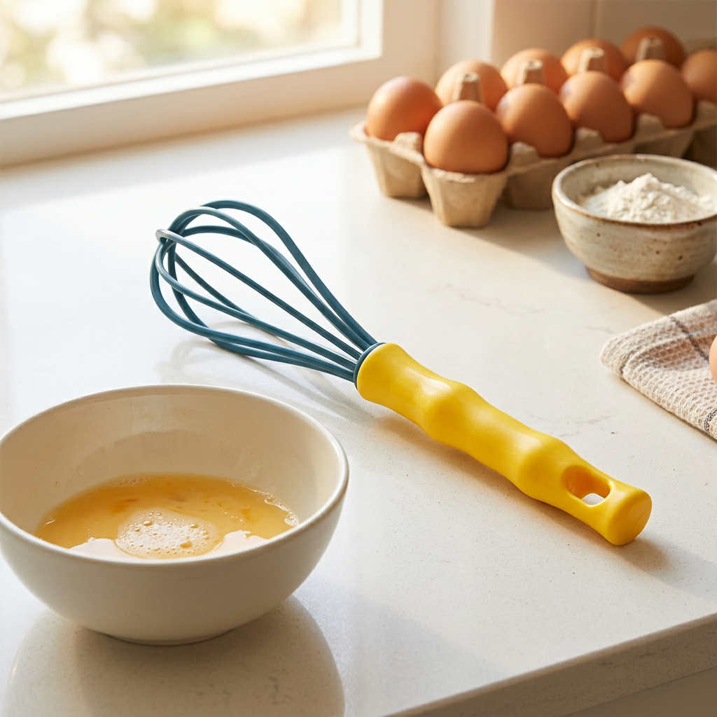 Plastic Egg Beater Yellow & Dark Blue - 22cm