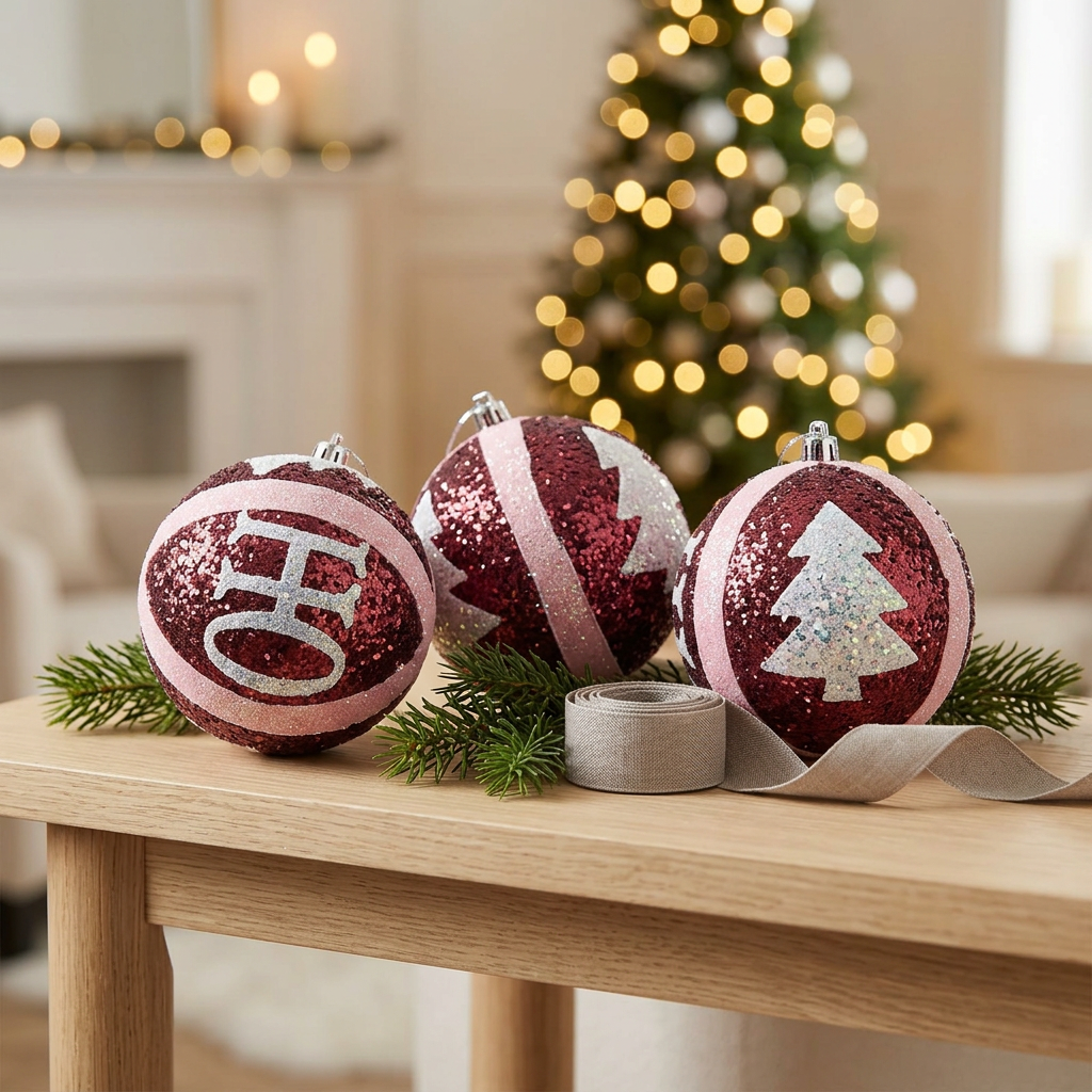 Plastic Christmas Décor Balls 3-Piece Set Red - 10cm
