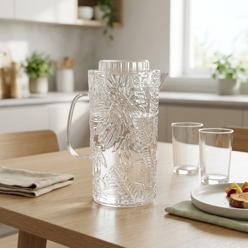Acrylic Water Jug with Lid & Leaf Design – 2.5 Litres