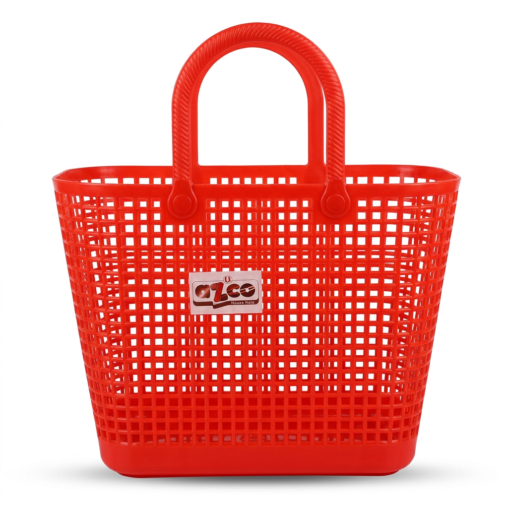 Azco Plastic Shopping Basket with Handles Red – 33×17cm