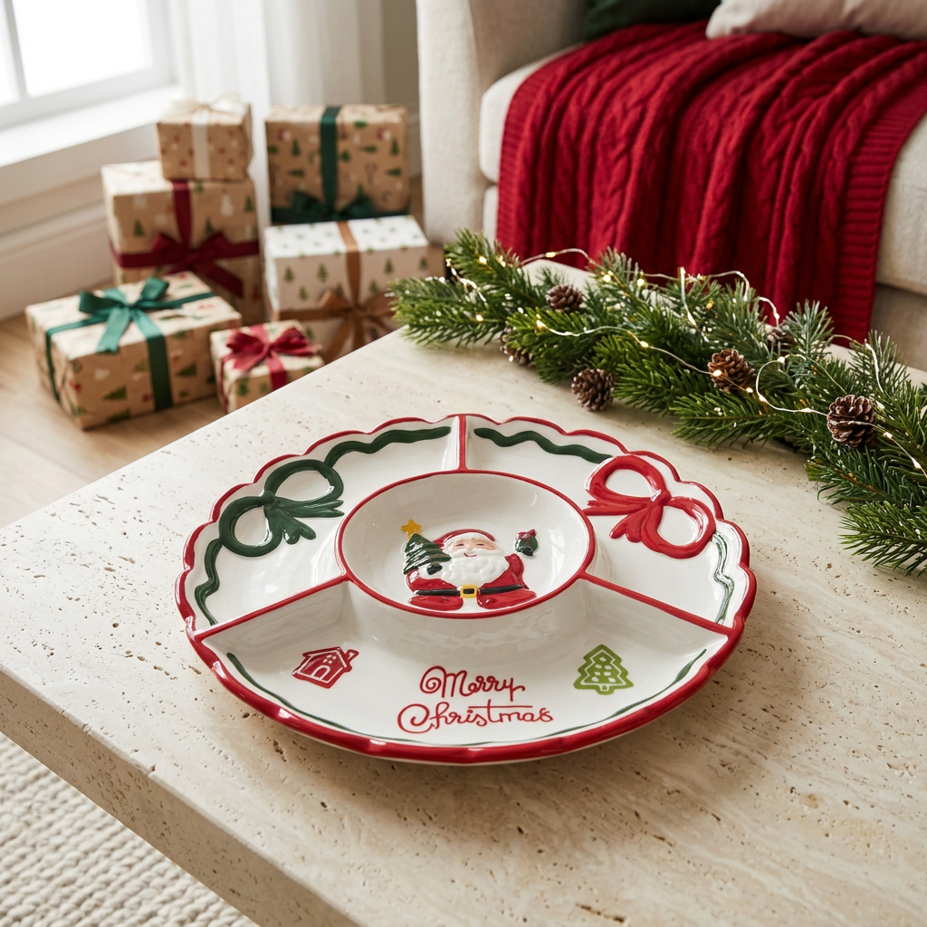 Ceramic Christmas Candy Tray - 25cm