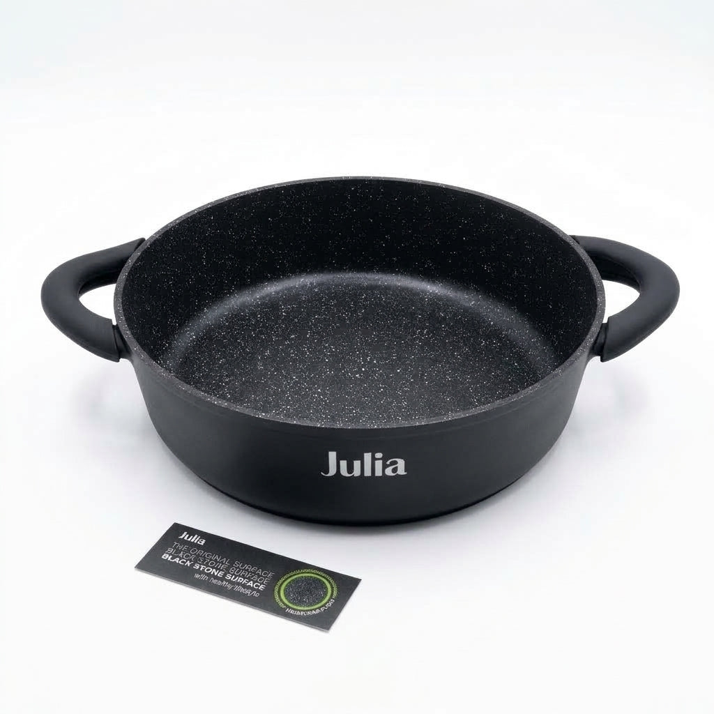 Julia Shallow Casserole 28cm - Onxy Black - Durable Die-Cast Aluminum - Non-Stick