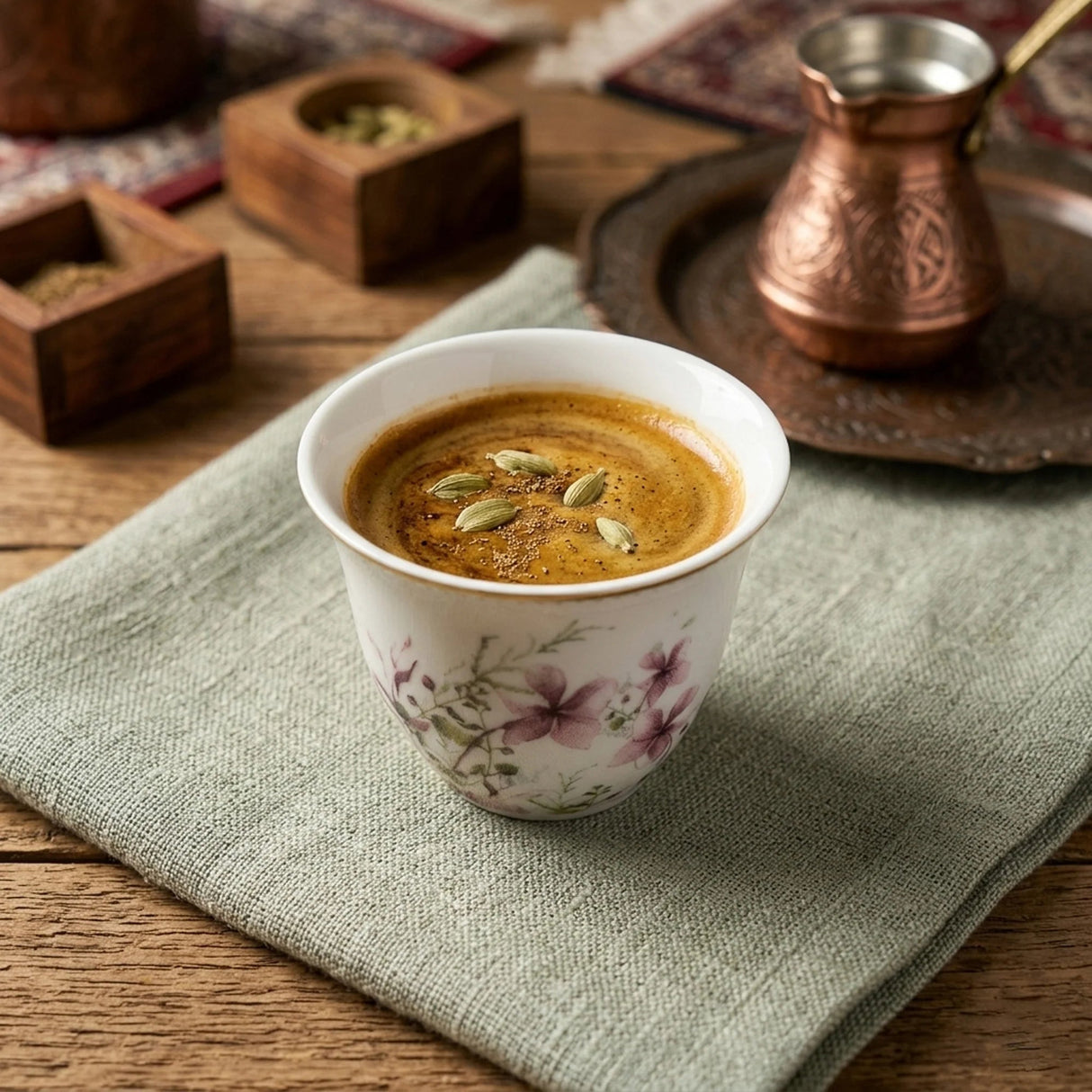 ABL GP-155 Ceramic Ceramic Cawa Cup Set – 12 Pieces – Floral Design with Gold Rim - Al Kabayel Discount CentreABL GP-155 Ceramic Ceramic Cawa Cup Set – 12 Pieces – Floral Design with Gold RimTea SetsABLAl Kabayel Discount Centre